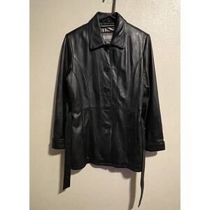 Vintage Wilsons Leather Jacket Women's Size M, Black Button Down Jacket.   J1590